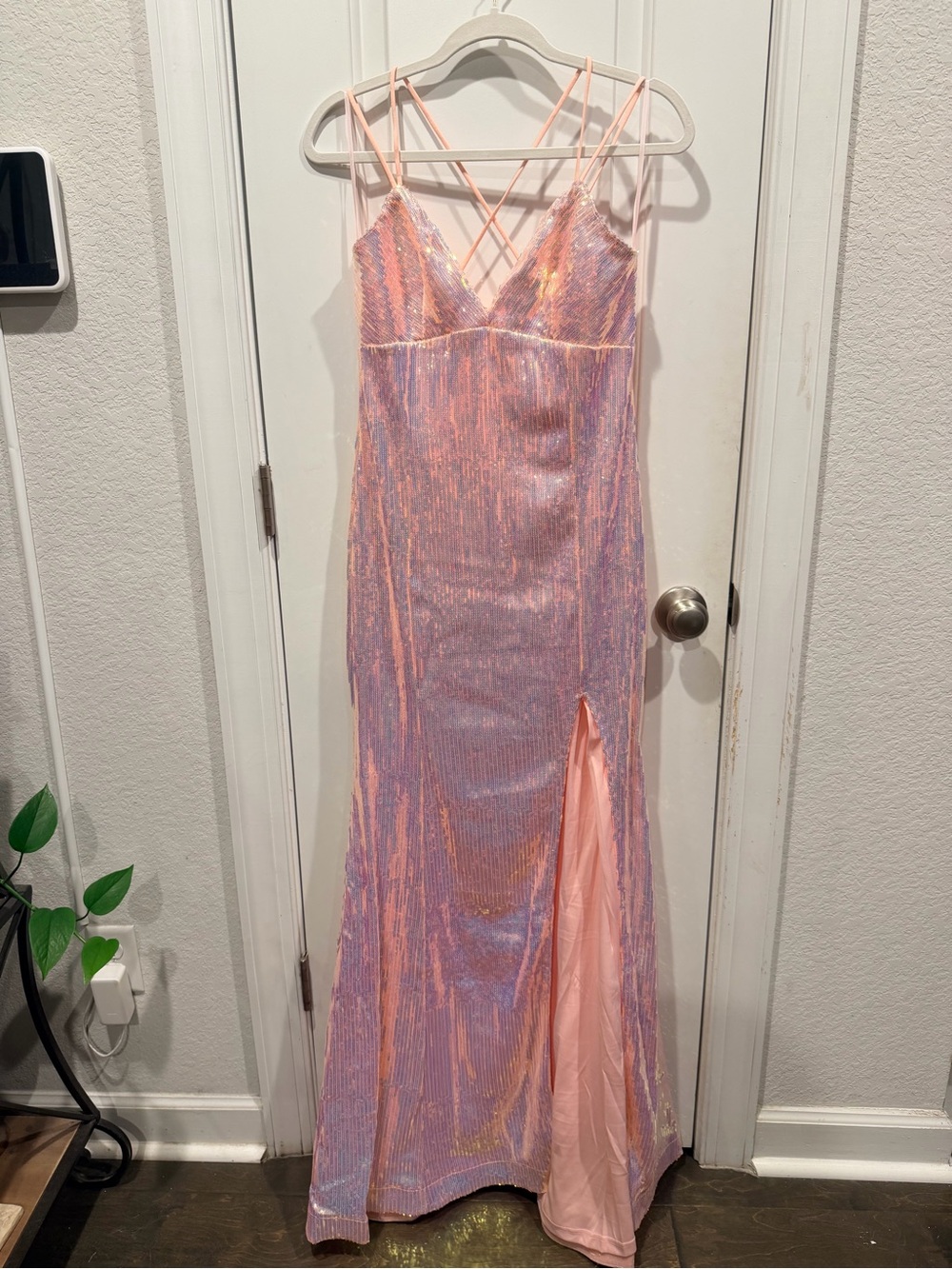Banjul Pink Sequin Spaghetti Strap Slip Dress